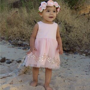 NEW Kardashian Kids Baby Girl Size 12Months Sleeveless Pink Princess Tulle Dress